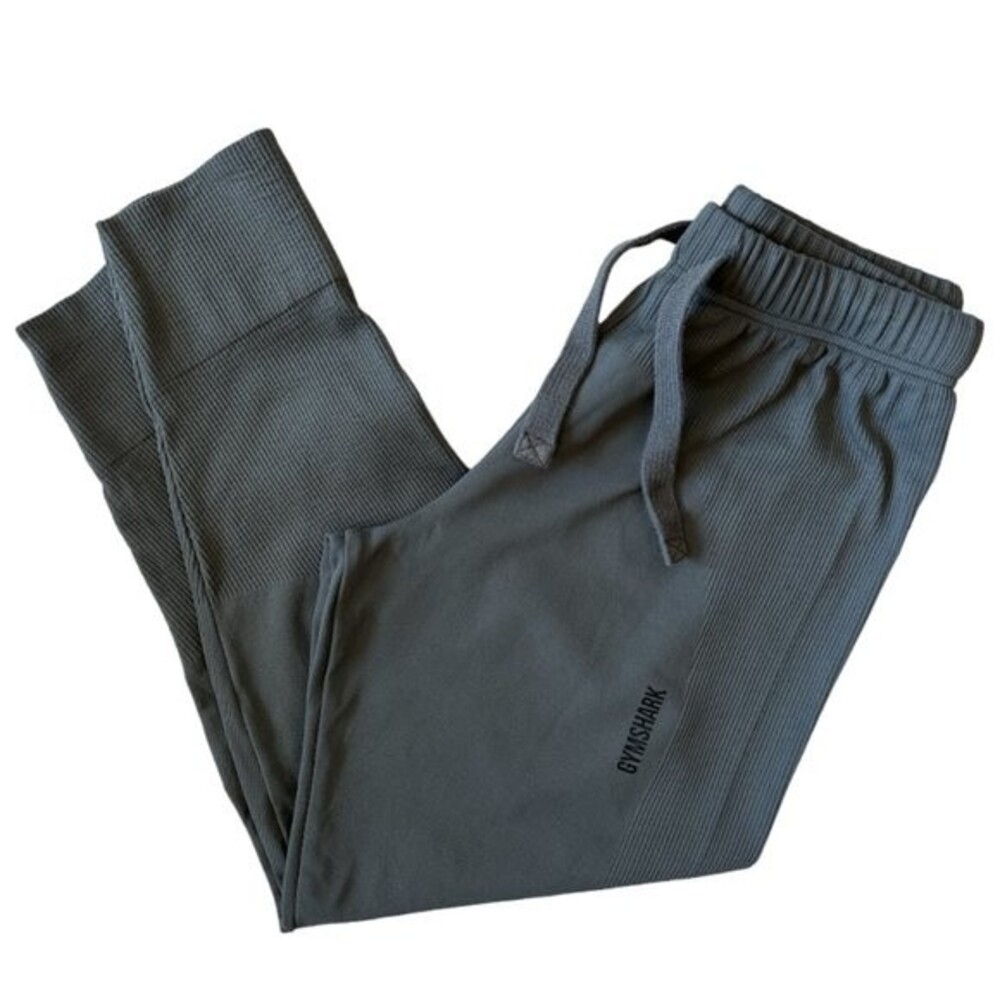 Gymshark Grey Ribbed Leggings Joggers Drawstring Waist Size Small